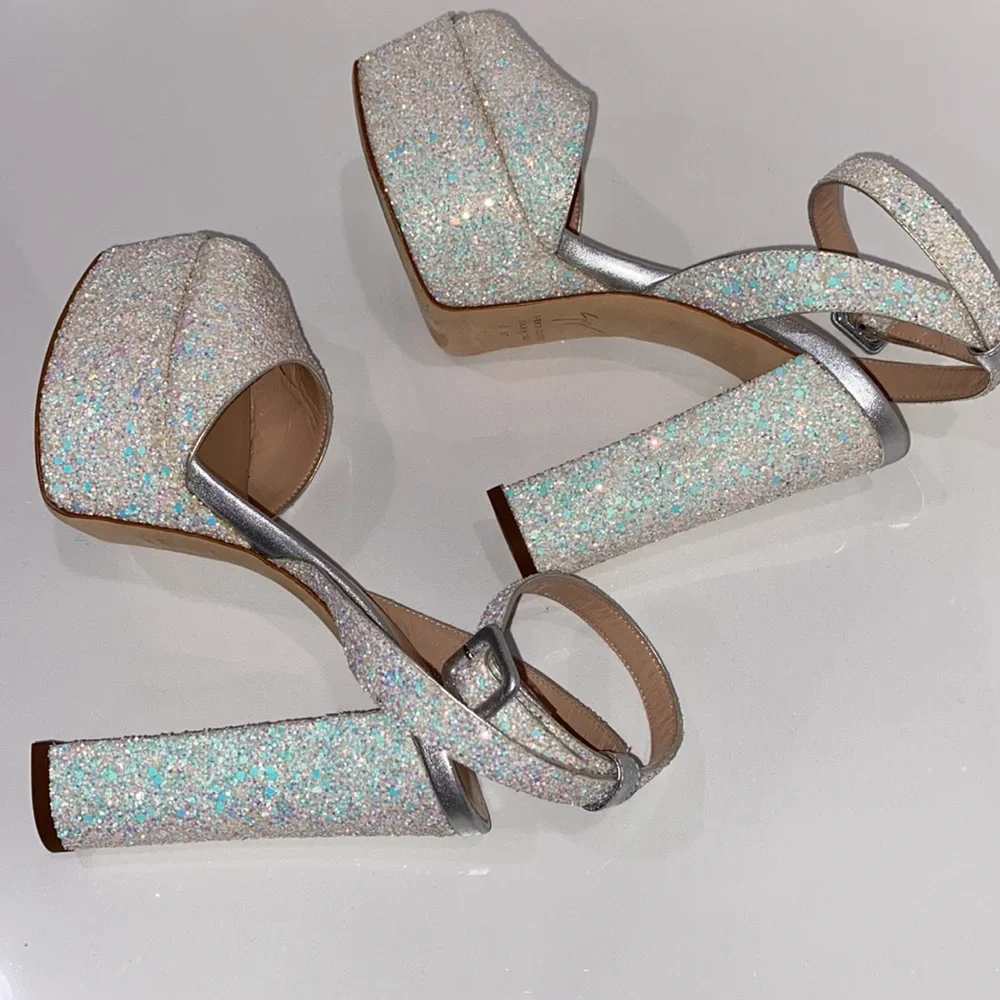 Giuseppe Zanotti Iridescent Glitter Platform Sandals